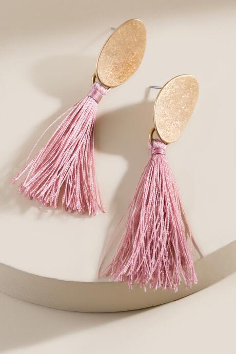 Francesca's Genevieve Tassel Earrings In Pink - Rose