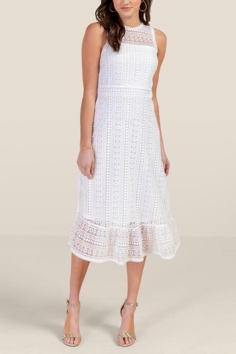 Francesca's Danielle Crochet Lace Midi Dress - Ivory