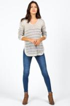 Francesca's Rudie Side Split Sweater - Heather Gray
