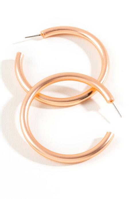 Francesca's Layla Satin Finish Hoops - Rose/gold