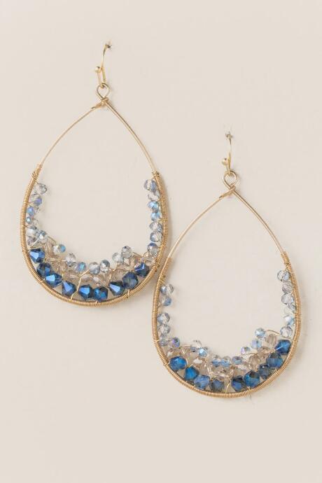 Francesca's Frida Bead Teardrop Earring In Blue - Blue