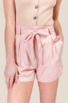 Francesca's Chelsea Paperbag Pinstriped Shorts - Pink