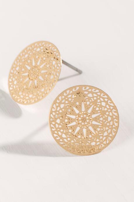 Francesca's Khadija Circle Filigree Studs - Gold