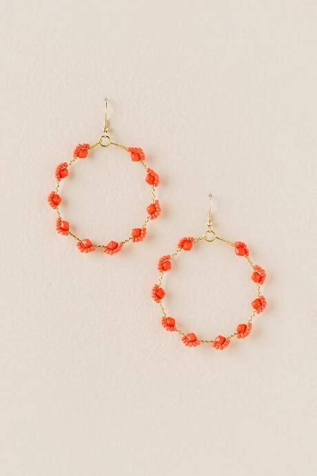 Francesca's Chantel Cluster Hoop Earring In Red - Red