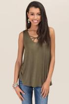 Alya Charlene Knotted X Neck Knit Tank - Olive