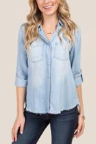 Thread And Supply Rachel Fray Split Back Sandblast Tencel Button Down Top - Lite