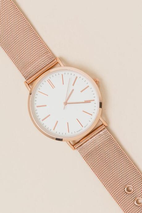 Francesca's Candice Mesh Band Watch - Rose/gold