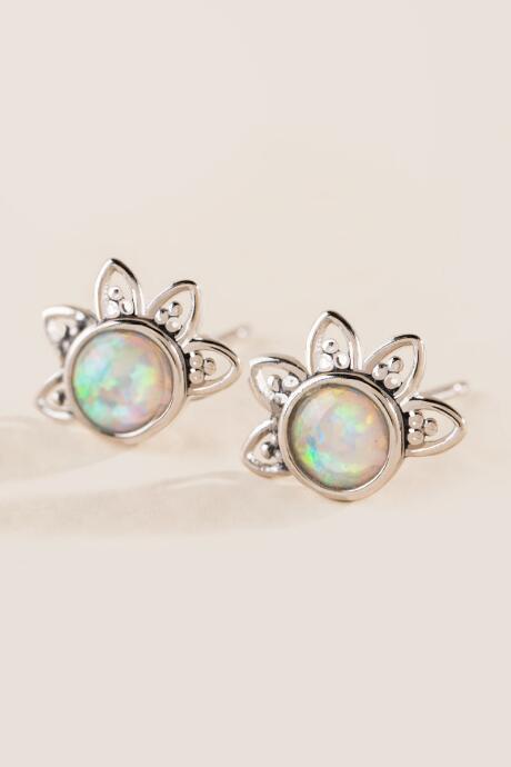 Francesca's Mabel Opal Sterling Stud Earrings - Iridescent