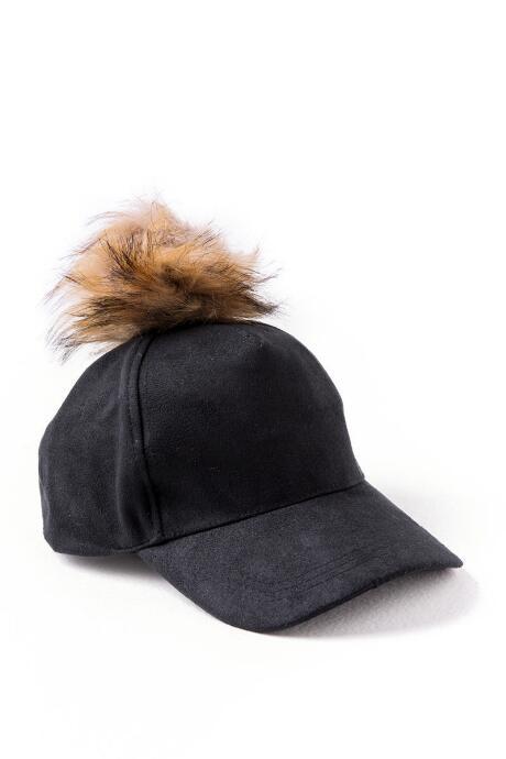 Francesca's Scout Puff Ball Cap - Black