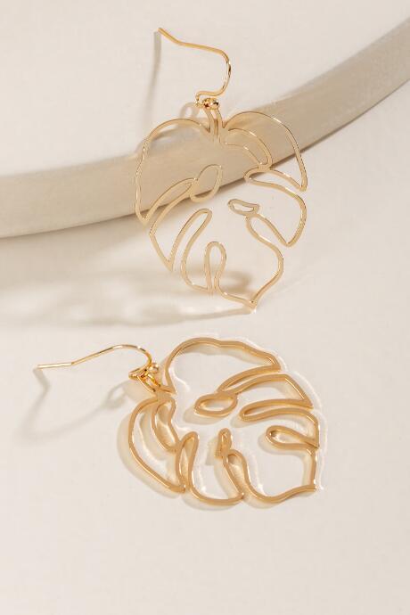 Francesca's Hannah Metal Palm Leaf Earrings - Gold