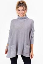 Francesca's Violet Side Lattice Poncho - Gray