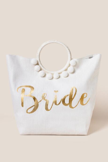 Francesca's Bridal Circle Handle Tote - Ivory