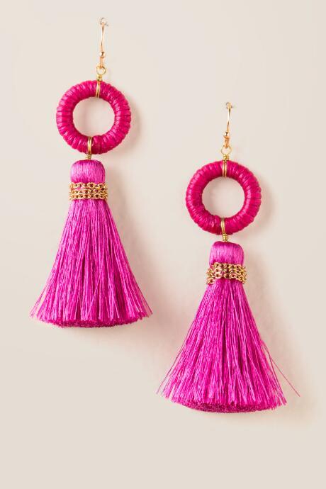 Francesca's Rella Circle Tassel Earring - Neon Pink