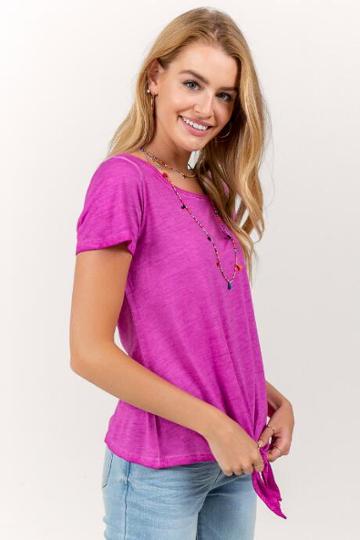 Francesca's Bree Front Tie T-shirt - Fuchsia