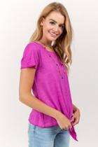 Francesca's Bree Front Tie T-shirt - Fuchsia