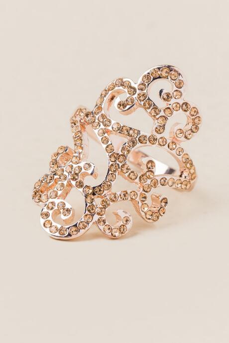 Francesca Inchess Verona Filigree Cocktail Ring - Rose/gold