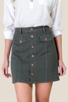 Francesca's Claudia Denim Mini Skirt - Forest