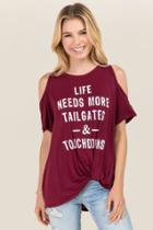 Sweet Claire Life Needs More Tailgates & Touchdowns Graphic Tee - Maroon