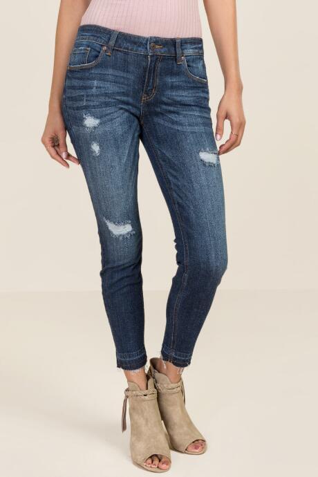 Eunina Skinny Dark Release Hem Jeans - Dark