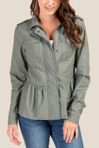 Francesca's Diane Twill Peplum Anorak - Dark Olive