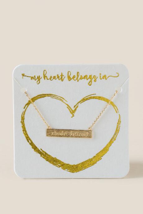 Francesca's Rhode Island Gold Bar Pendant - Gold
