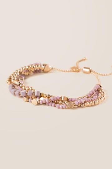 Francesca's Prima Beaded Bracelet - Purple