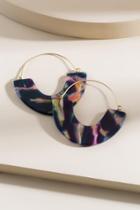 Francesca's Kyleigh Marbled Resin Wire Hoop Earrings - Navy