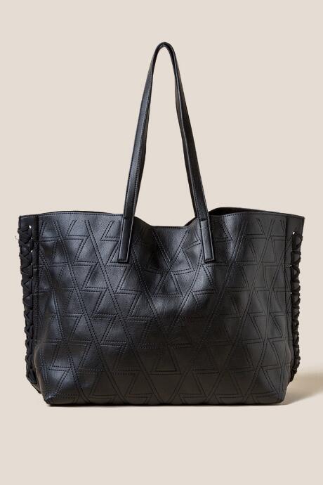 Francesca's Faye Whipstitch Tote - Black