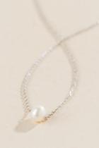 Francesca's Delphine Delicate Pearl Necklace - Silver