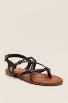 Mia Dannie Multi Braid T-strap Sandal - Black