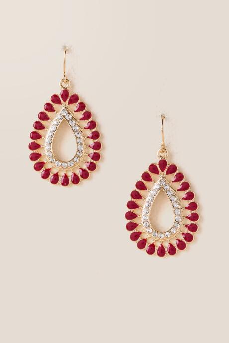 Francesca's Anna Teardrop Earring - Burgundy