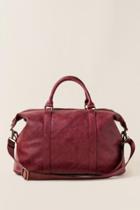 Francesca's Ines Distressed Vegan Leather Weekender Bag - Wine