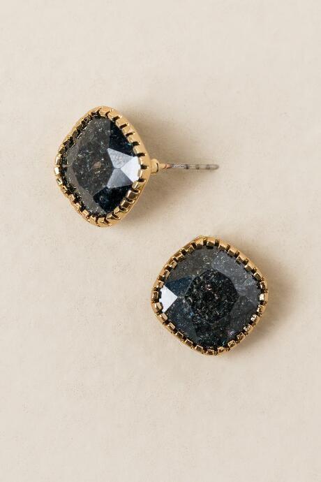 Francesca's Wren Square Stud Earring - Black