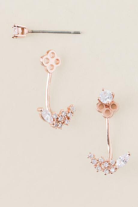 Francesca's Phara Cubic Zirconia Drop Earring In Rose Gold - Crystal