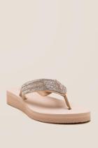 Francesca Inchess Sally Rhinestone Flip Flop Sandal - Natural
