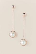 Francesca's Petra Linear Pearl Drop Earring In Rose Gold - Pearl