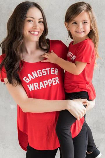 Francesca's Gangster Wrapper Graphic Tee - Red