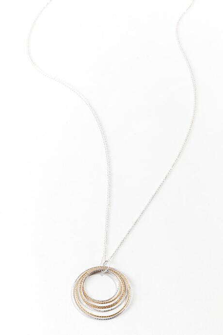 Francesca's Jordyn Mixed Circle Pendant Necklace - Mixed Plating