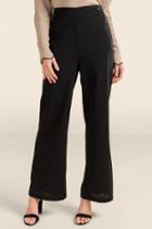 Francesca's Jessie Wide Leg Button Front Pants - Black