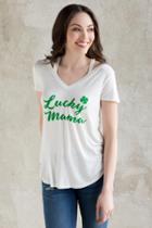 Francesca's Lucky Mom Graphic Tee - White