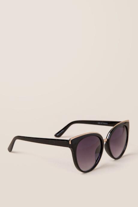 Francesca's Phantom Gold Trim Sunglasses - Black