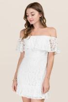 Francesca's Ali Off Shoulder Lace Dress - White