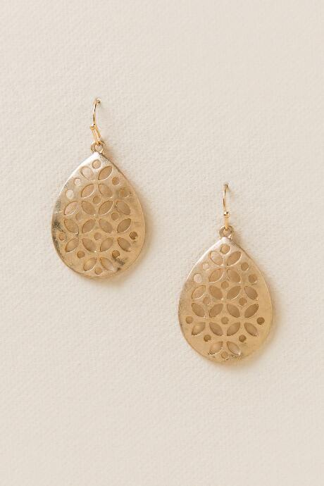 Francesca's Melissa Filigree Teardrop Earring - Gold
