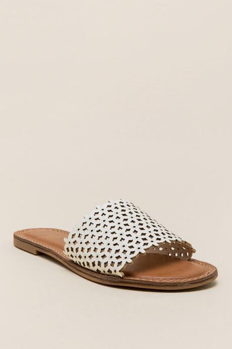 Xoxo Rachad Perforated Slide Sandal - White