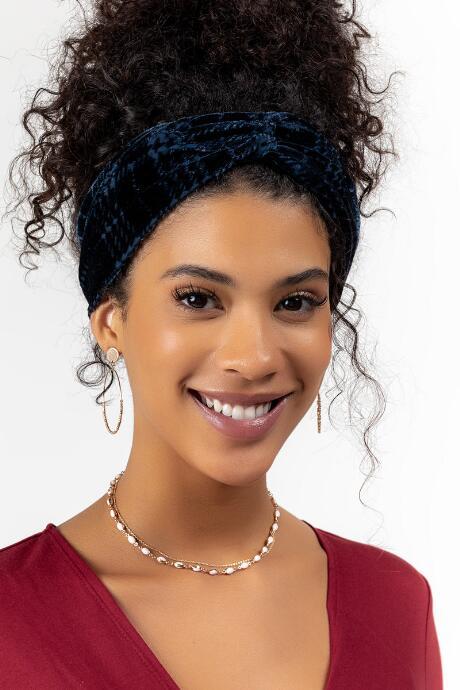 Francesca's Lydia Velvet Headwrap - Navy