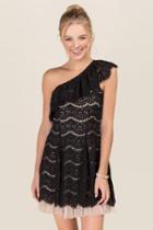 Francesca's Sahar Tulle Lace Dress - Black