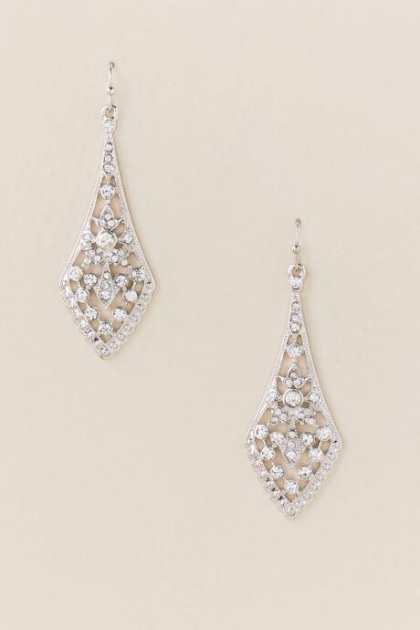 Francesca's Briana Metal Crystal Drop Earring - Silver