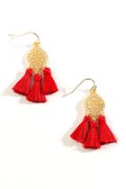 Francesca's Brooklyn Filigree Tassel Earrings - Red