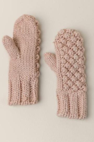 Francesca Inchess Vale Chunky Knit Gloves - Blush