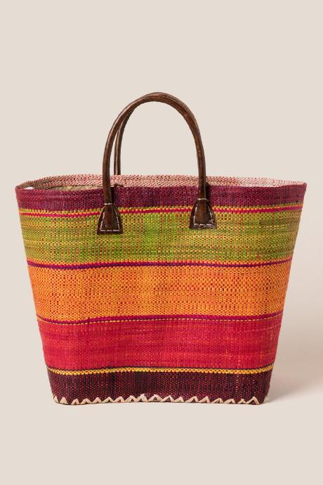 Francesca's Rosie Woven Color Stripe Tote - Red